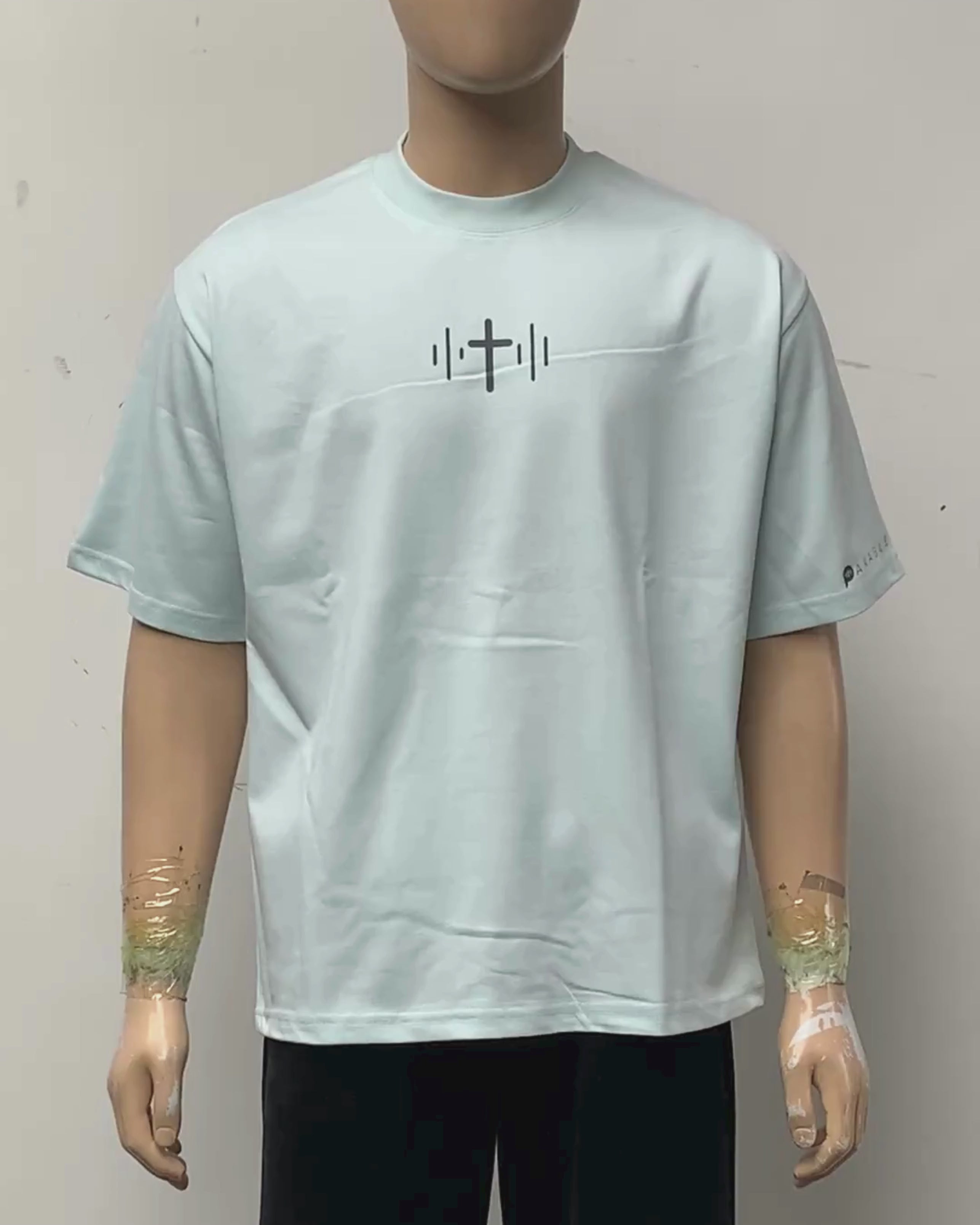 Parable Podcast Oversized Tee - Pale Blue/Charcoal Black
